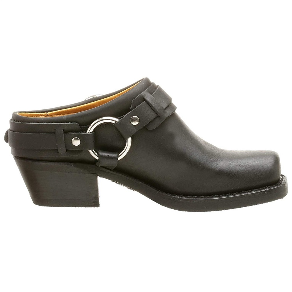 Authentic Black Leather Frye Harness Clog Size 8.5